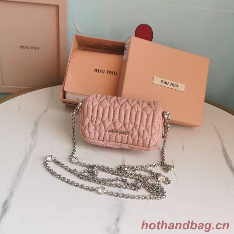 miu miu Matelasse Nappa Leather mini Shoulder Bag 5TT124 pink