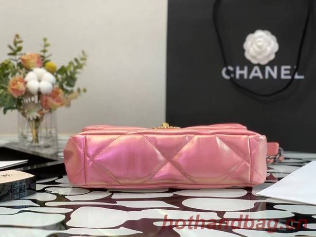 chanel 19 large flap bag Iridescent Calfskin&Gold-Tone AS1162 Pink