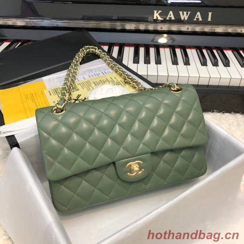 CHANEL Classic Handbag Lambskin A1112 green