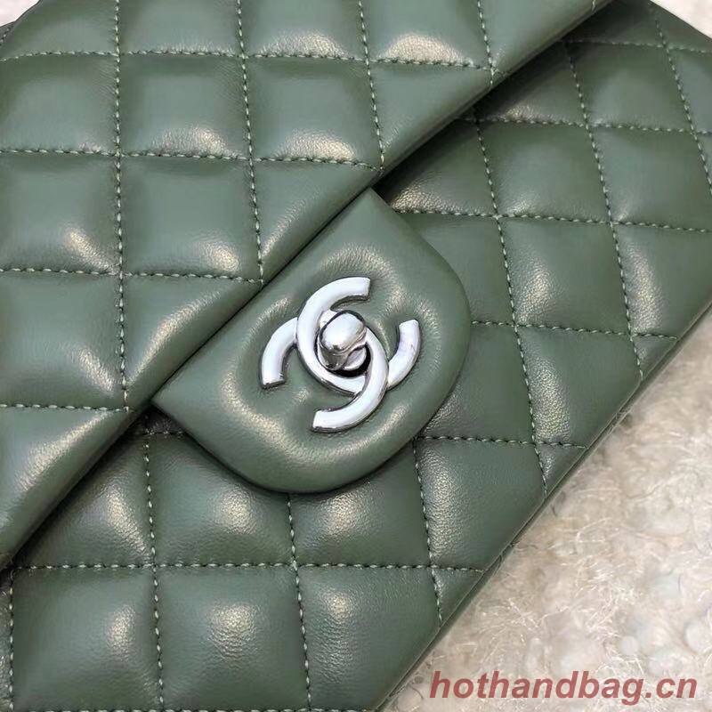 CHANEL Classic Handbag Lambskin A1112 green