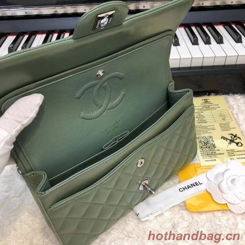 CHANEL Classic Handbag Lambskin A1112 green