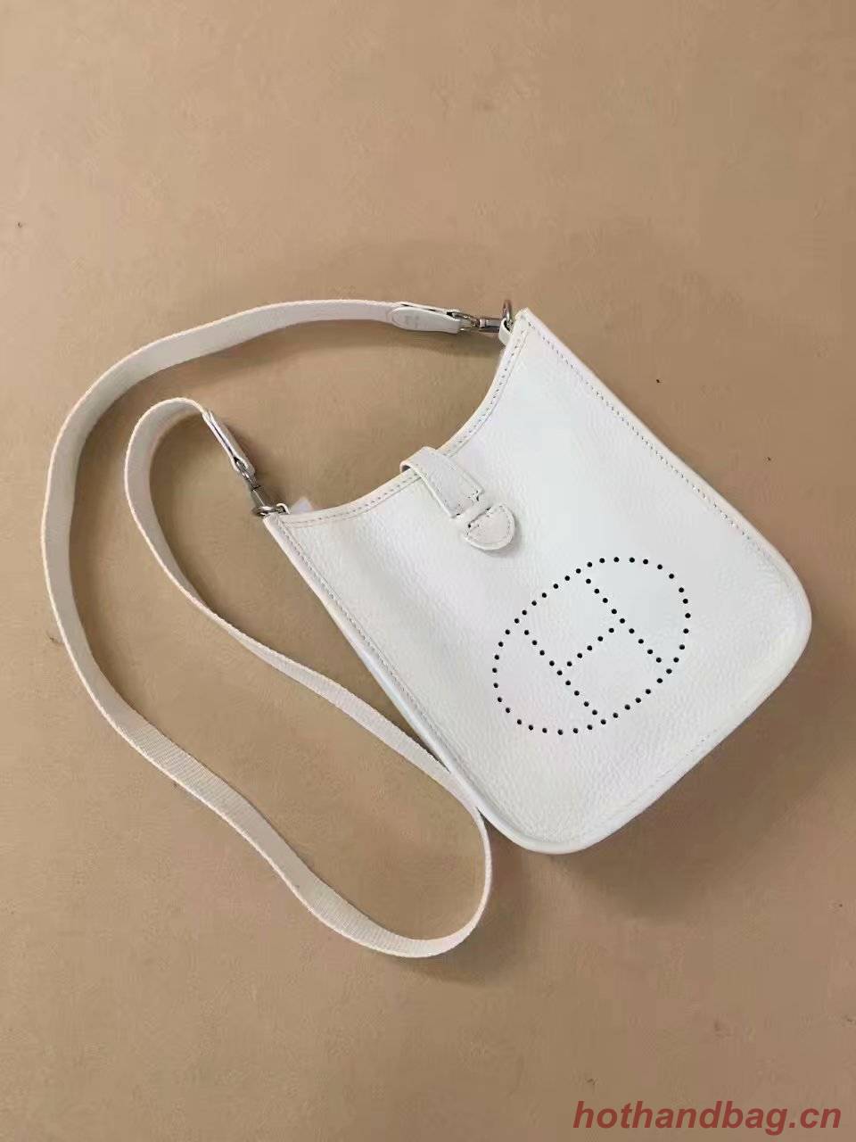 Hermes Evelyne original togo leather mini Shoulder Bag H15698 white