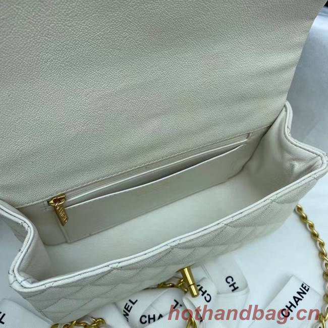 CHANEL mini flap bag with top handle AS2431 White