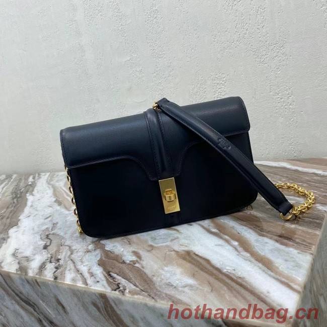 Celine TRIOMPHE SHOULDER BAG IN SHINY CALFSKIN 194023 BLACK