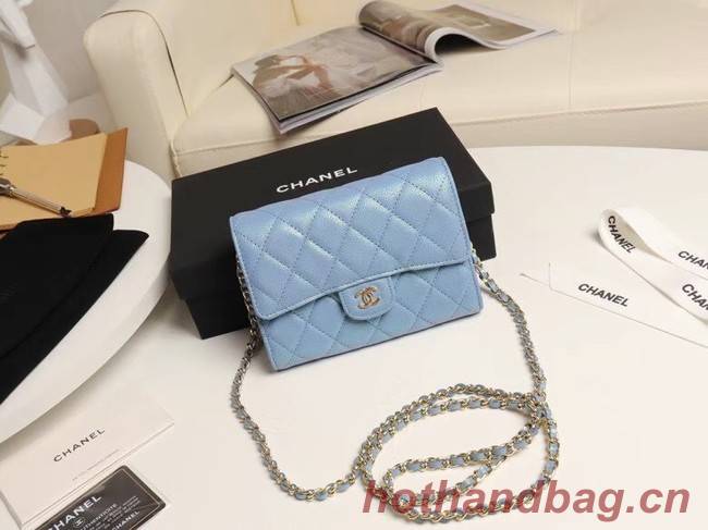 Chanel mini flap bag Grained Calfskin A84512 sky blue