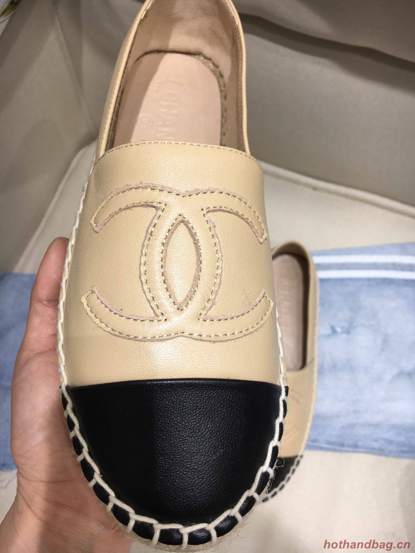 Chanel Leather Espadrilles CH1253LRF Apricot