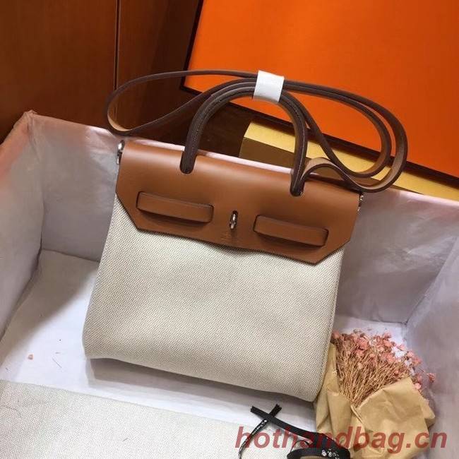 Hermes mini Herbag Original Canvas Leather & Calfskin 45987 Offwhite&brown