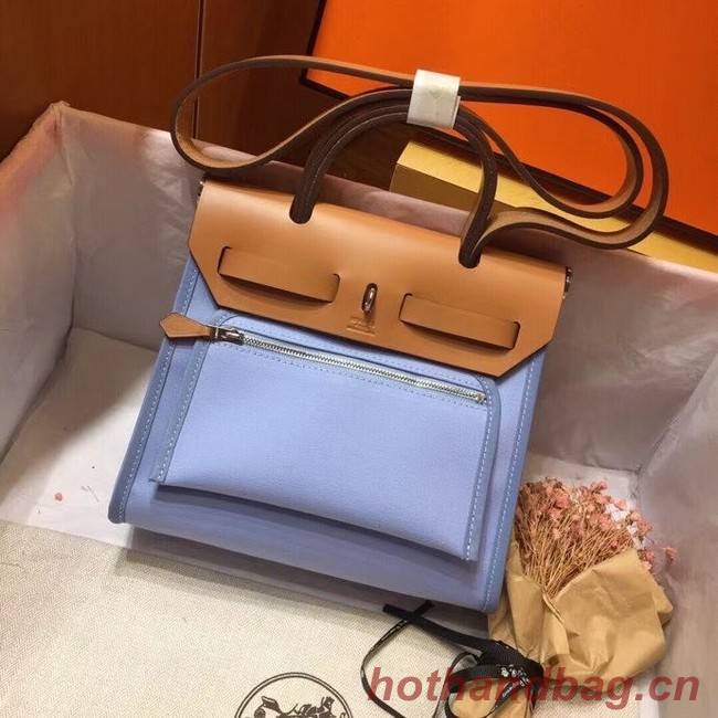 Hermes mini Herbag Original Canvas Leather & Calfskin 45987 blue&brown