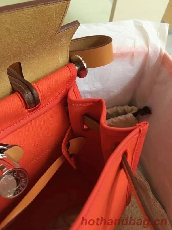 Hermes mini Herbag Original Canvas Leather & Calfskin 45987 orange&brown