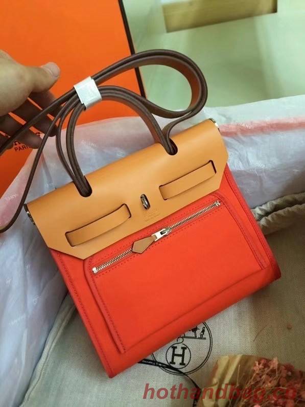 Hermes mini Herbag Original Canvas Leather & Calfskin 45987 orange&brown