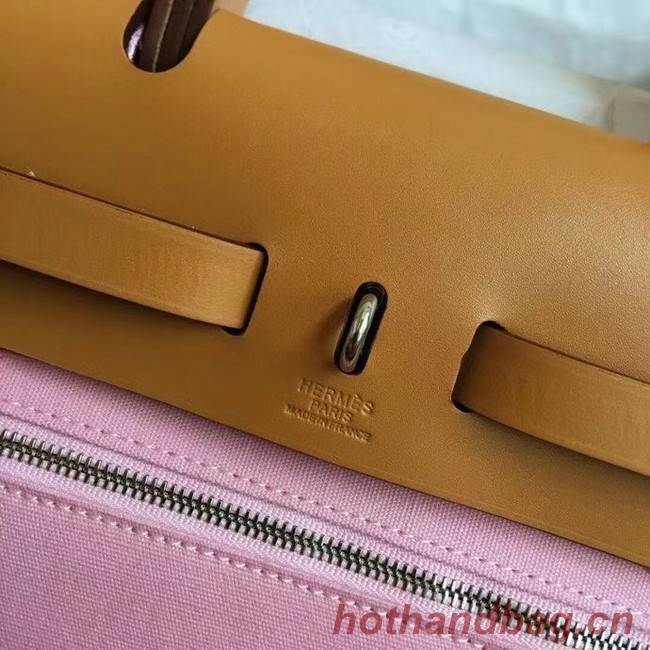 Hermes mini Herbag Original Canvas Leather & Calfskin 45987 pink&brown