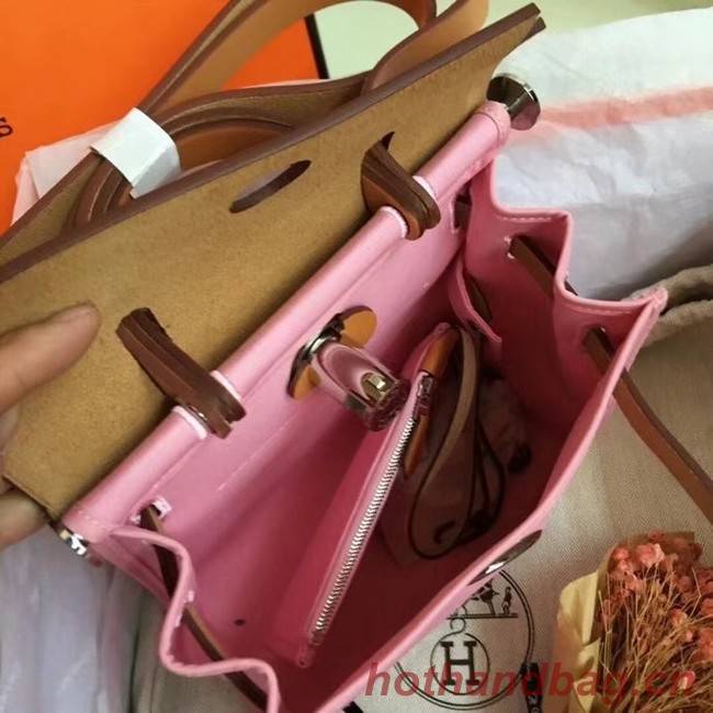 Hermes mini Herbag Original Canvas Leather & Calfskin 45987 pink&brown