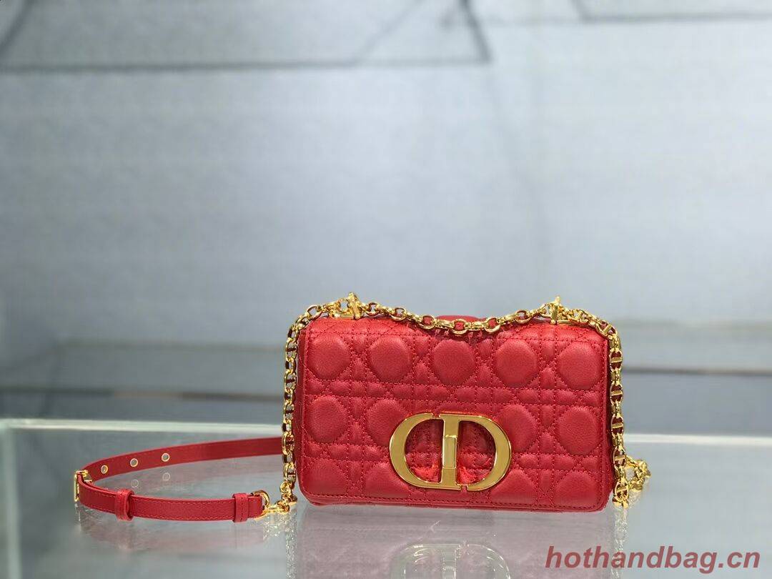 Dior SMALL DIOR CARO BAG Soft Cannage Calfskin M9241 red