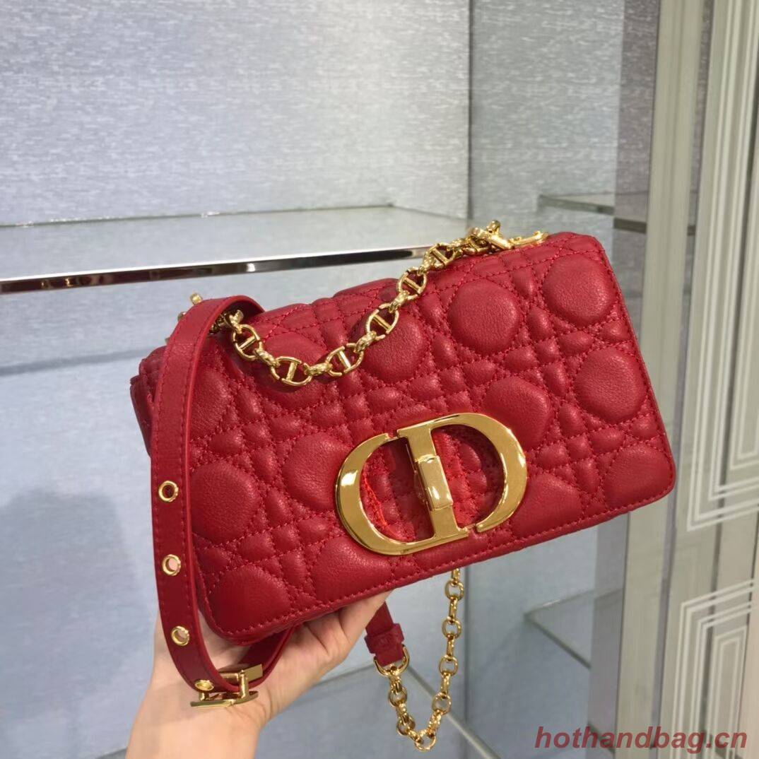 Dior SMALL DIOR CARO BAG Soft Cannage Calfskin M9241 red