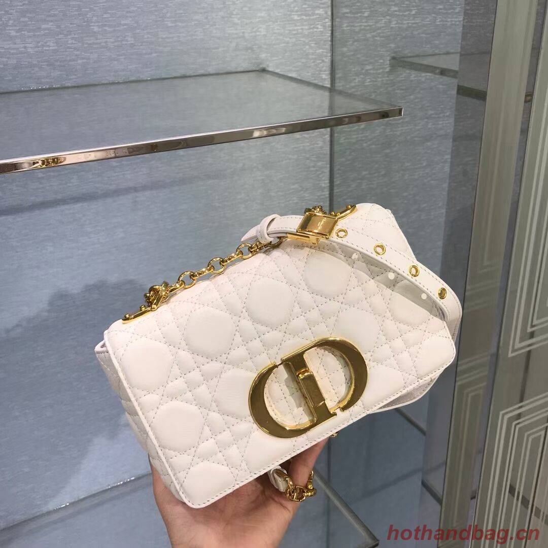 Dior SMALL DIOR CARO BAG Soft Cannage Calfskin M9241 white