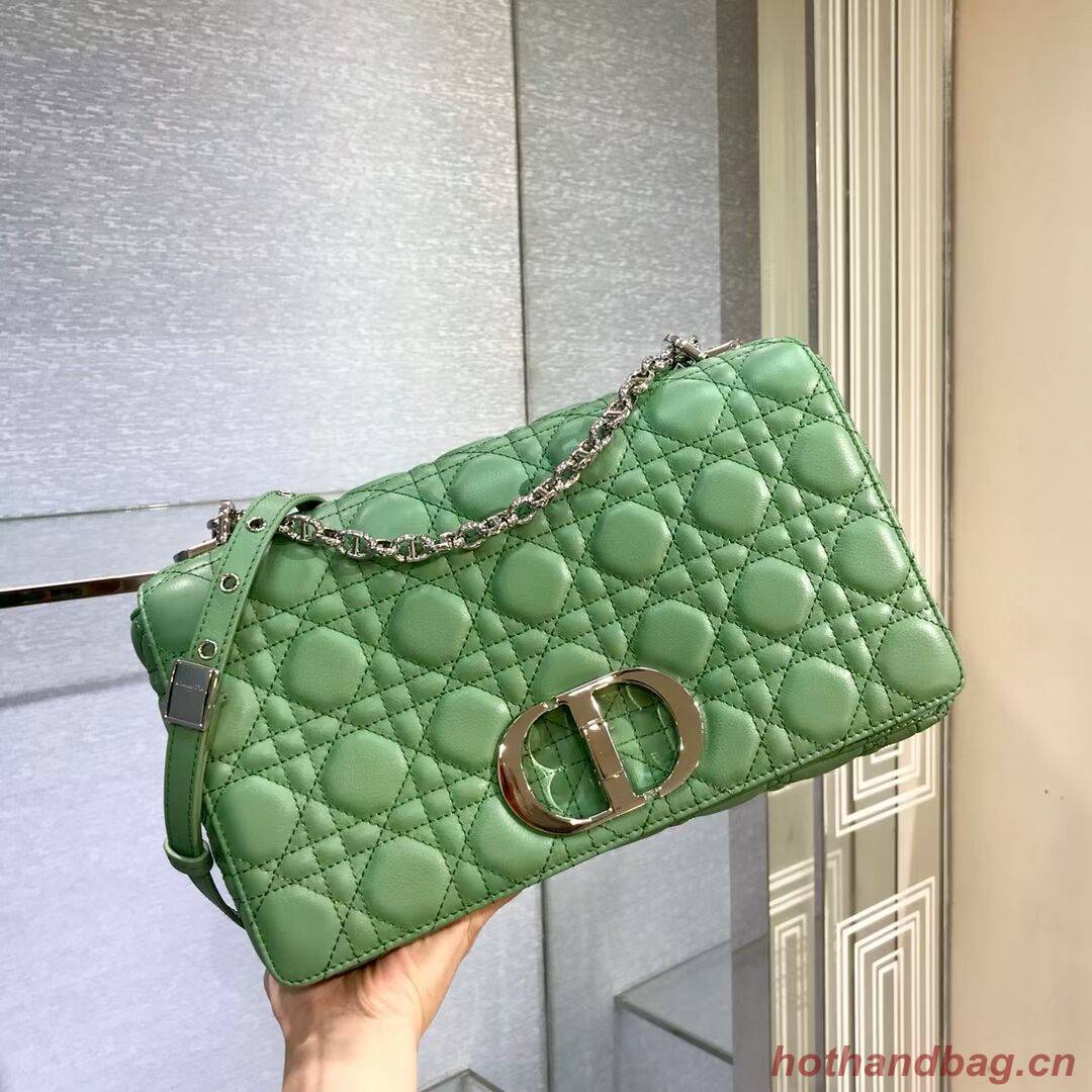 LARGE DIOR CARO BAG Soft Cannage Calfskin M9243U green