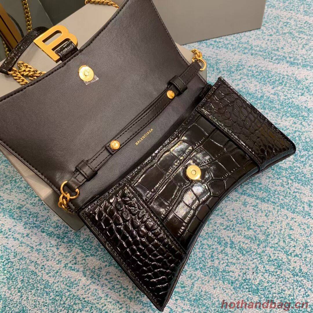 Balenciaga HOURGLASS CHAIN BAG B164497 black&aged-gold hardware