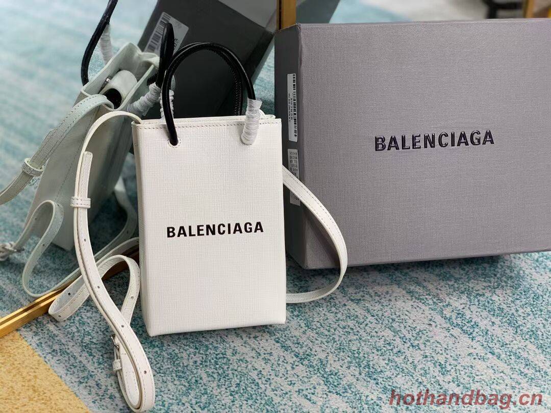 Balenciaga Original Leather Mini Shopper Bag B152865 white&black