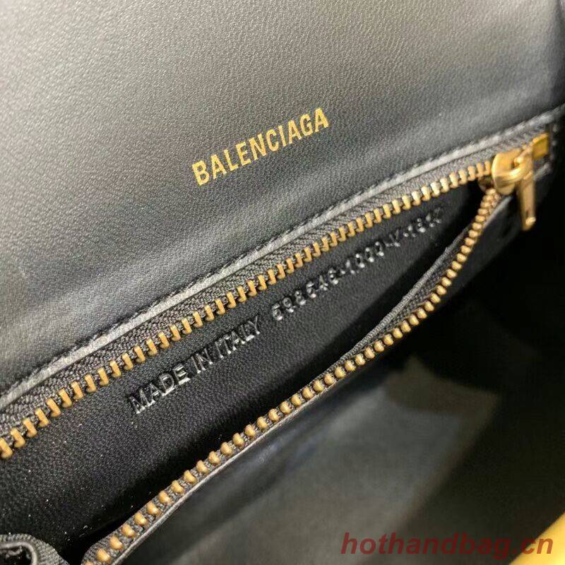 Balenciaga HOURGLASS SMALL TOP HANDLE BAG crocodile embossed calfskin B108895E gold