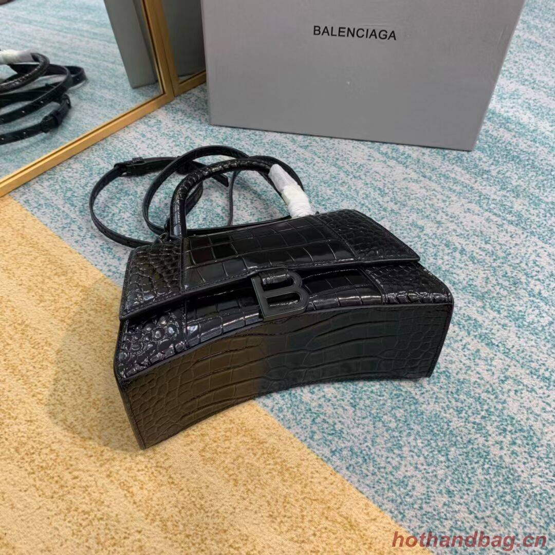 Balenciaga HOURGLASS SMALL TOP HANDLE BAG crocodile embossed calfskin B108895F