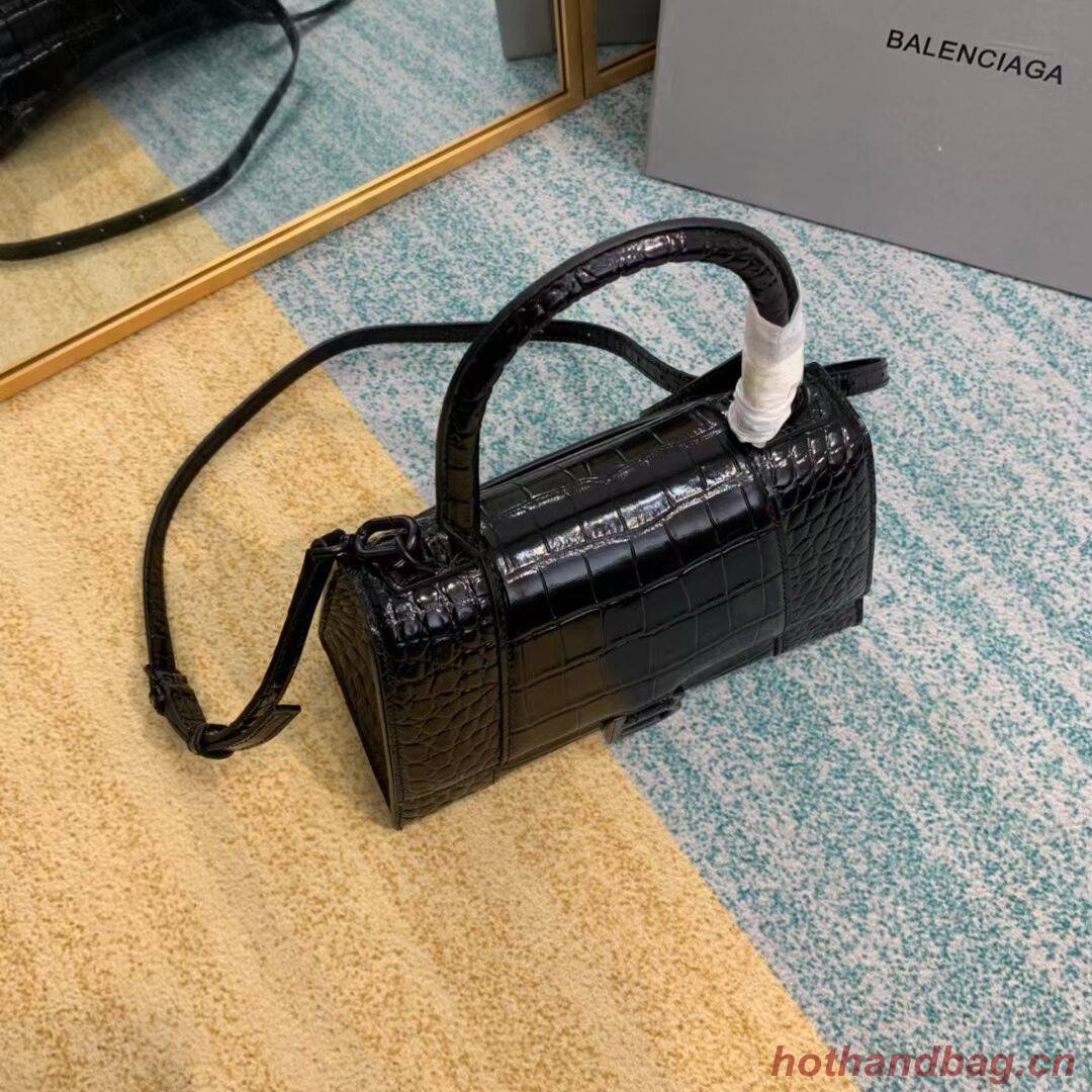 Balenciaga HOURGLASS SMALL TOP HANDLE BAG crocodile embossed calfskin B108895F