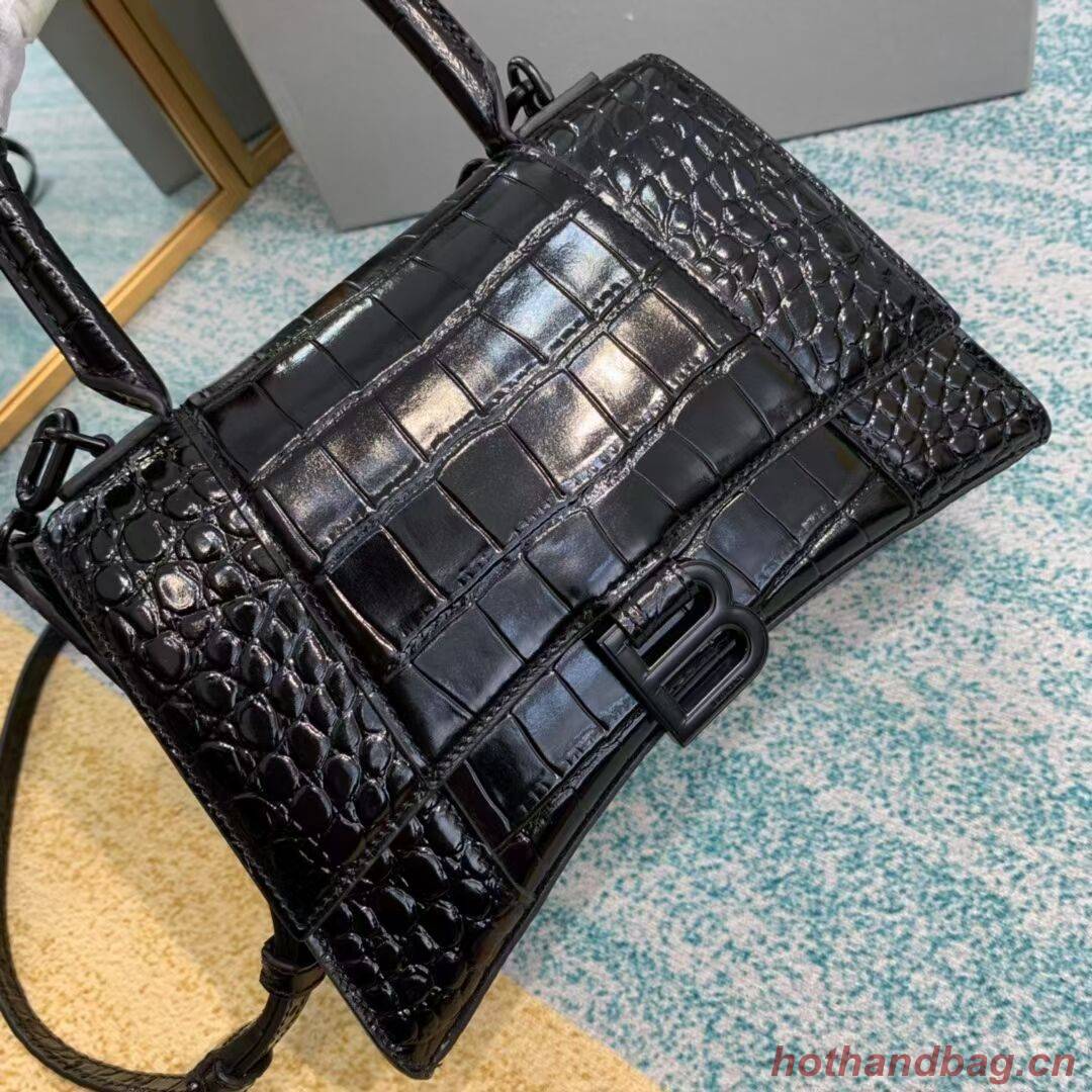 Balenciaga HOURGLASS SMALL TOP HANDLE BAG crocodile embossed calfskin B108895F