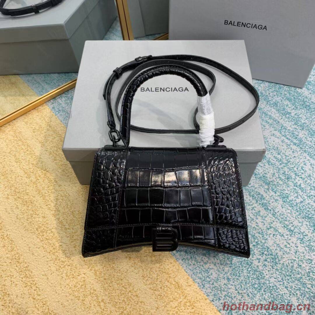 Balenciaga HOURGLASS SMALL TOP HANDLE BAG crocodile embossed calfskin B108895F