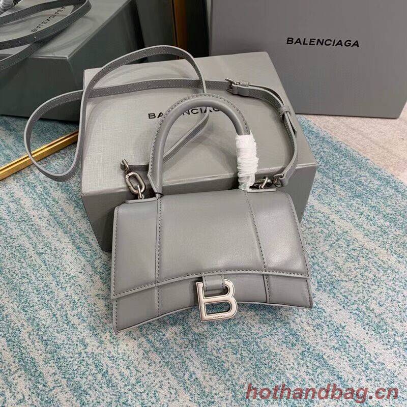 Balenciaga Hourglass XS Top Handle Bag shiny box calfskin 28331 grey