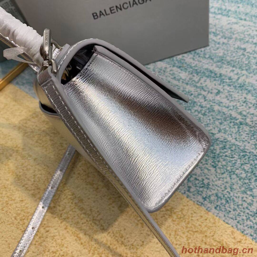 Balenciaga Hourglass XS Top Handle Bag shiny box calfskin 28331 silver