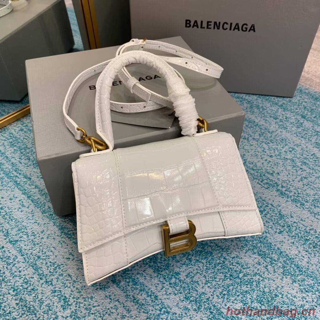 Balenciaga Hourglass XS Top Handle Bag 28331S white