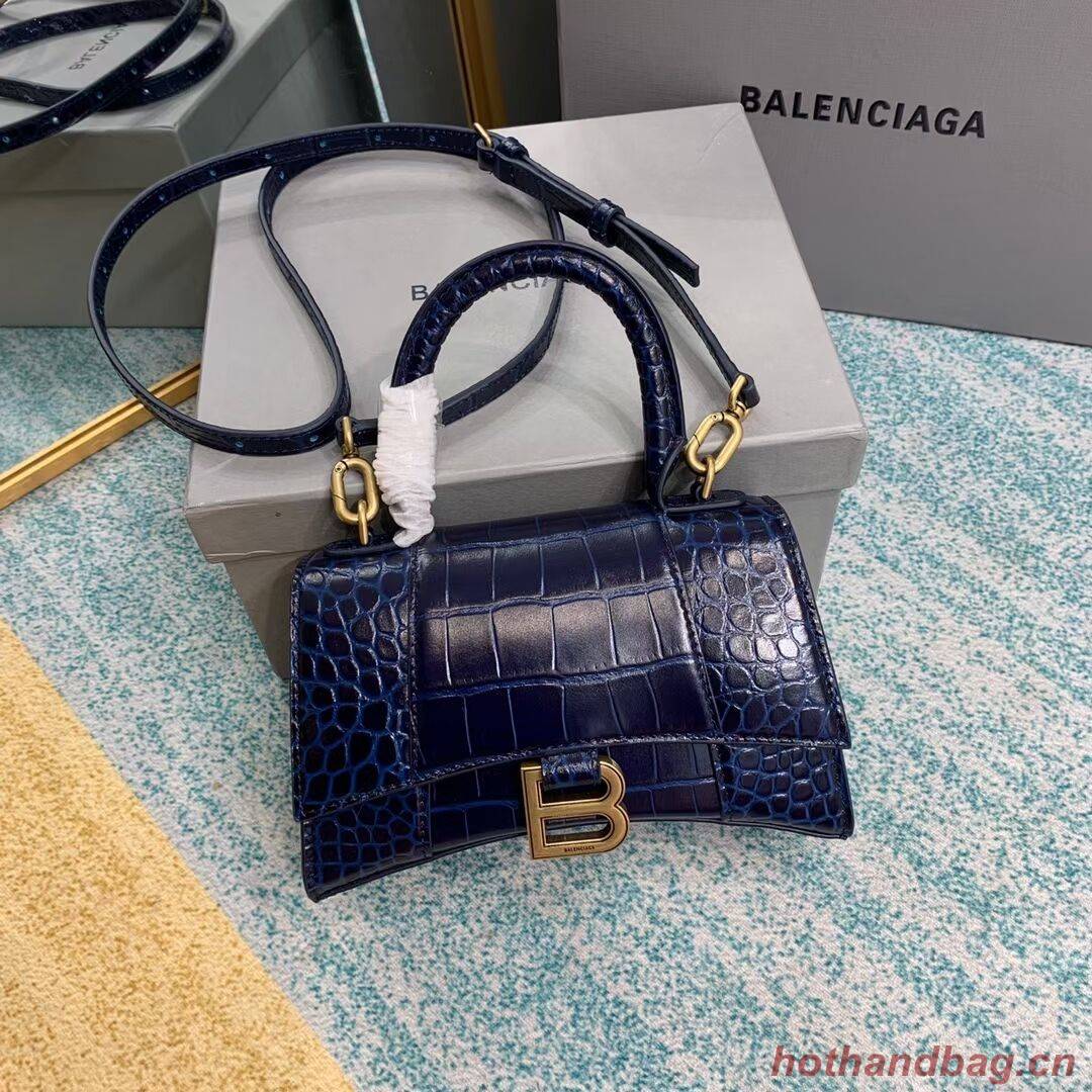 Balenciaga Hourglass XS Top Handle Bag 28331S dark blue