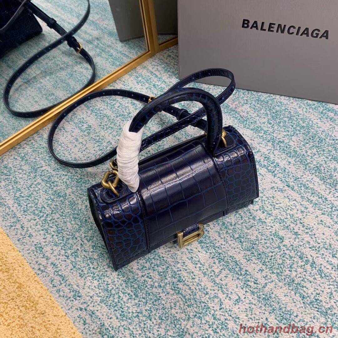 Balenciaga Hourglass XS Top Handle Bag 28331S dark blue