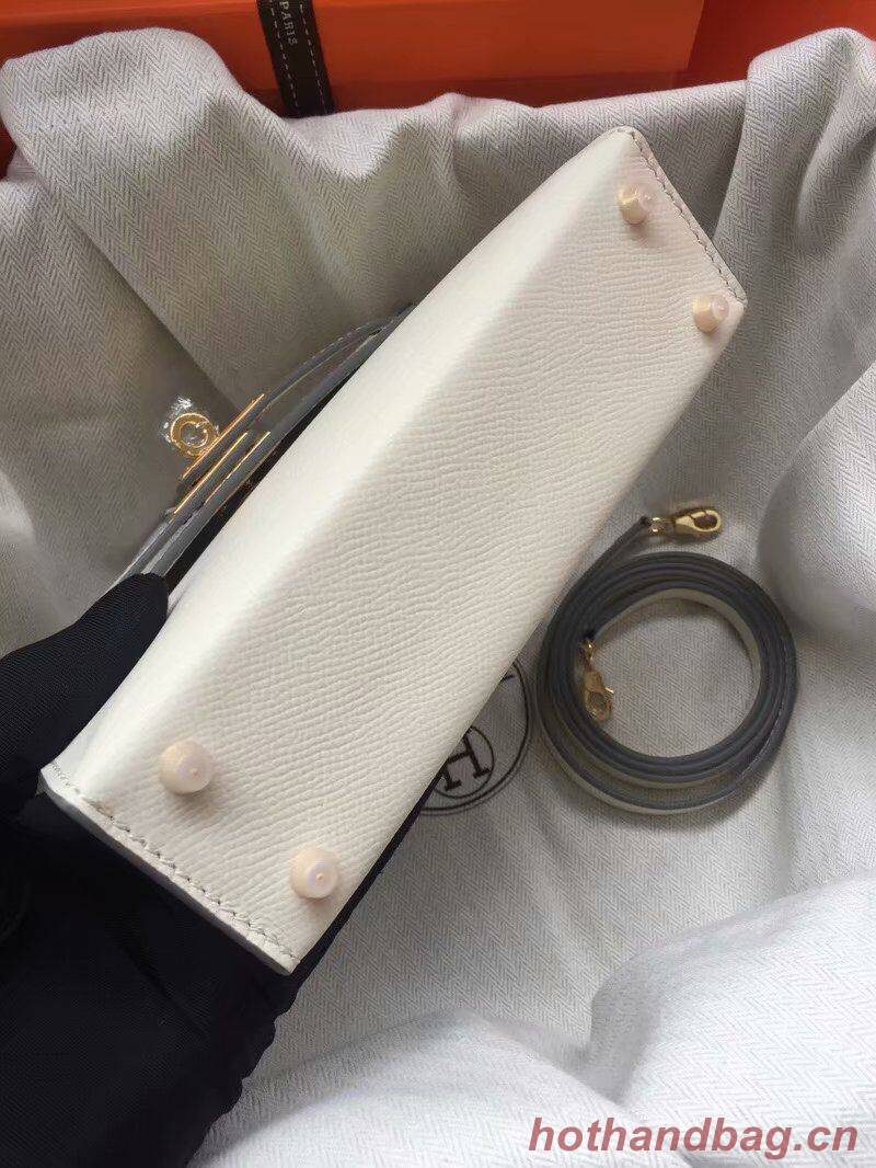 Hermes Kelly 19cm Shoulder Bags Epsom Leather KL19 Cream