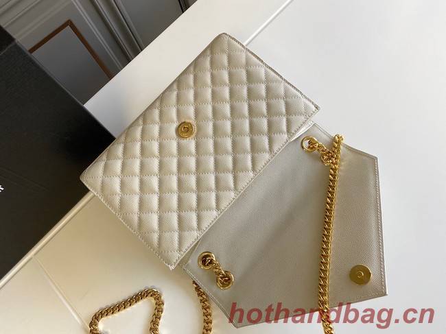 Yves Saint Laurent Calfskin Leather 487206 white&gold