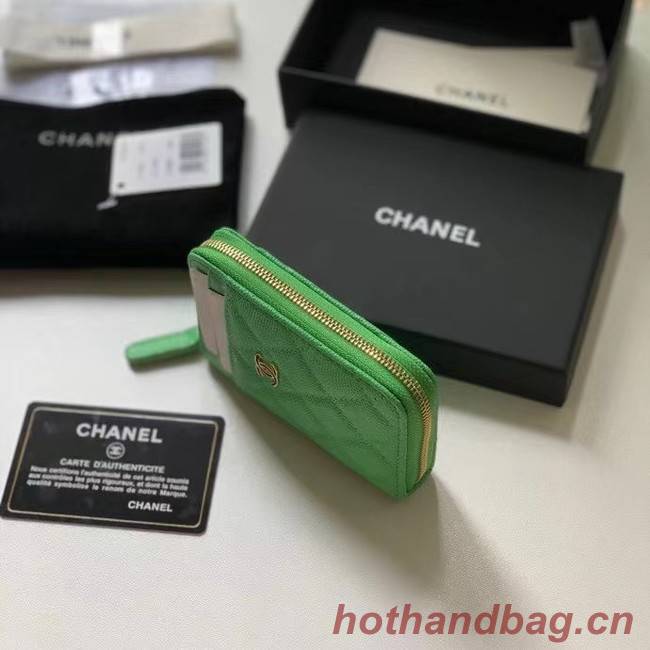 Chanel card holder Calfskin AP1650 green