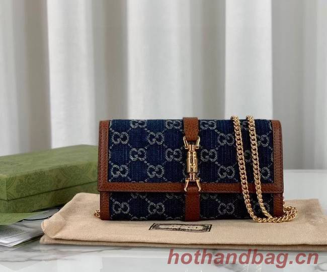 Gucci Jackie 1961 chain wallet denim 652681 blue