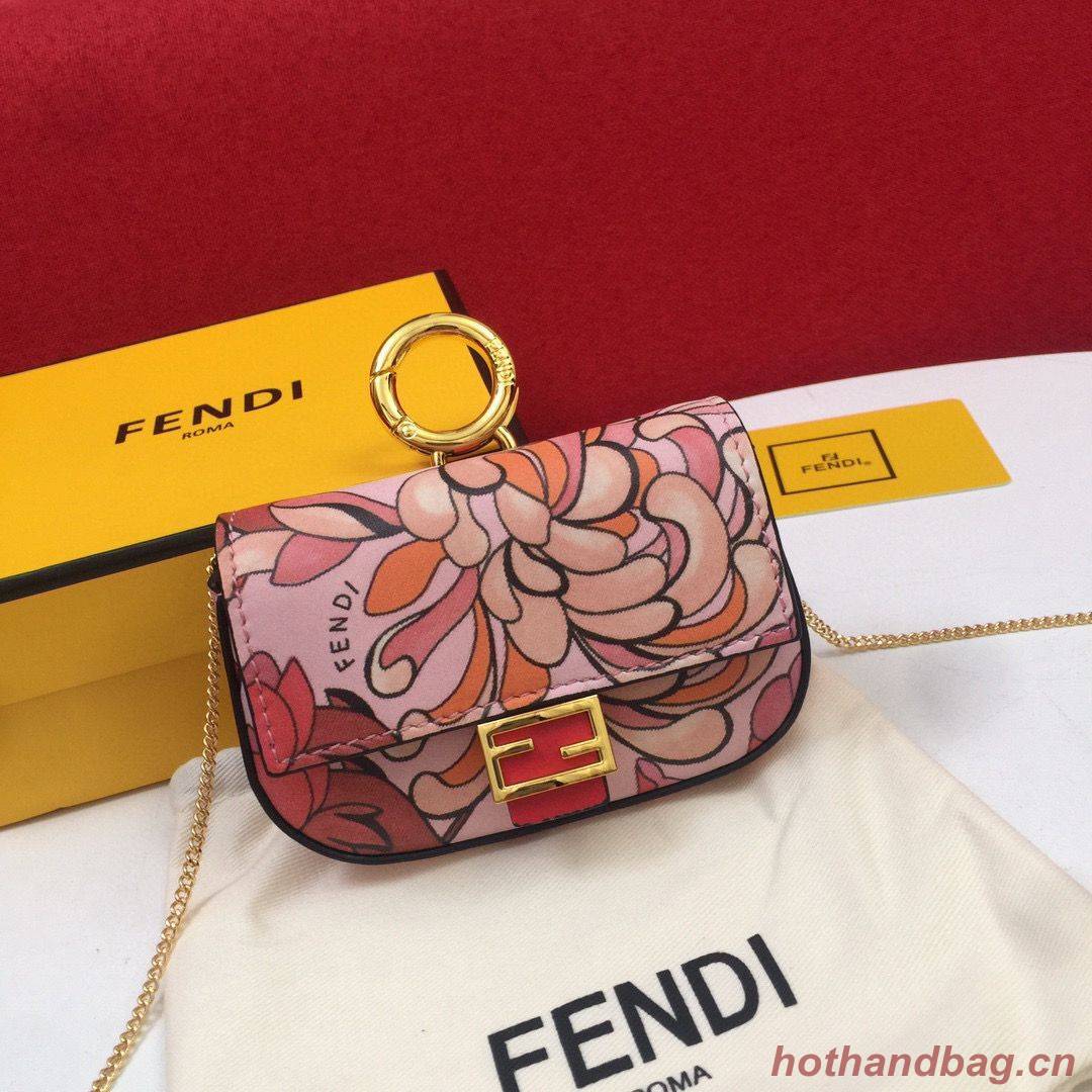 FENDI NANO BAGUETTE CHARM Nappa Original Leather Bag 7AR844 Flower