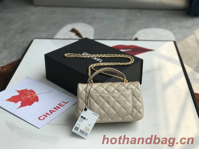 CHANEL mini flap bag with top handle AS2431 Apricot