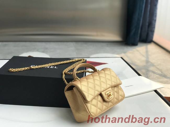 CHANEL mini flap bag with top handle AS2431 gold