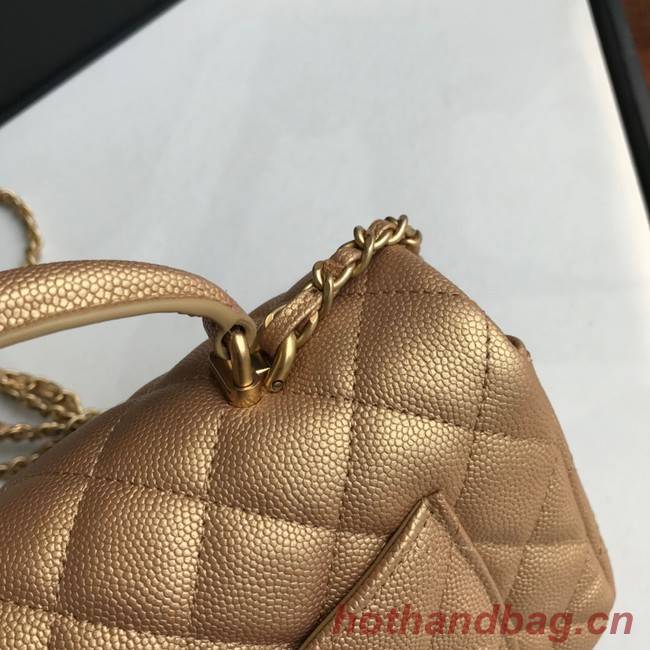 CHANEL mini flap bag with top handle AS2431 gold