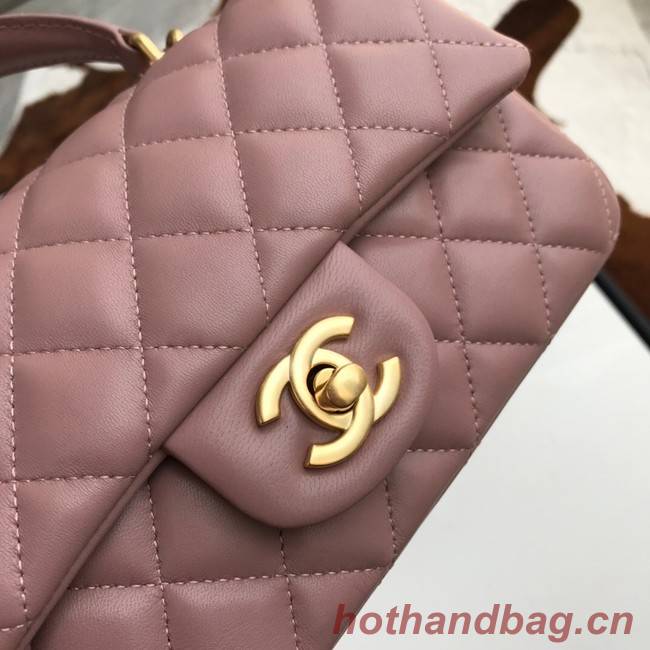 CHANEL mini flap bag with top handle AS2431 pink