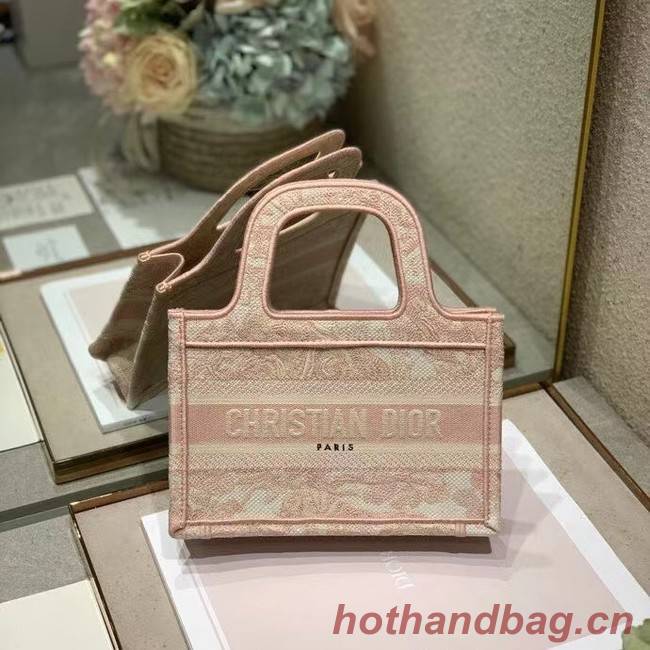 MINI DIOR BOOK TOTE Embroidery S5475Z pink