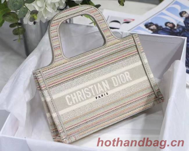 MINI DIOR BOOK TOTE Multicolor Stripes Embroidery S5475Z