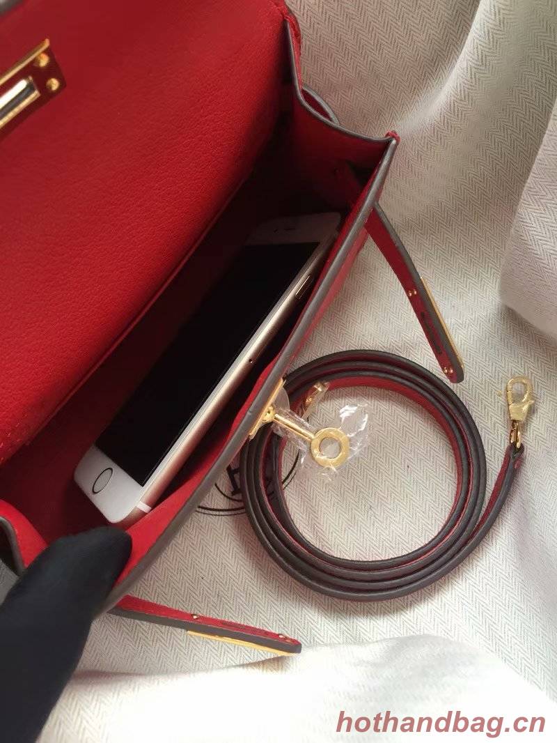 Hermes Kelly 19cm Shoulder Bags Epsom Leather KL19 Red