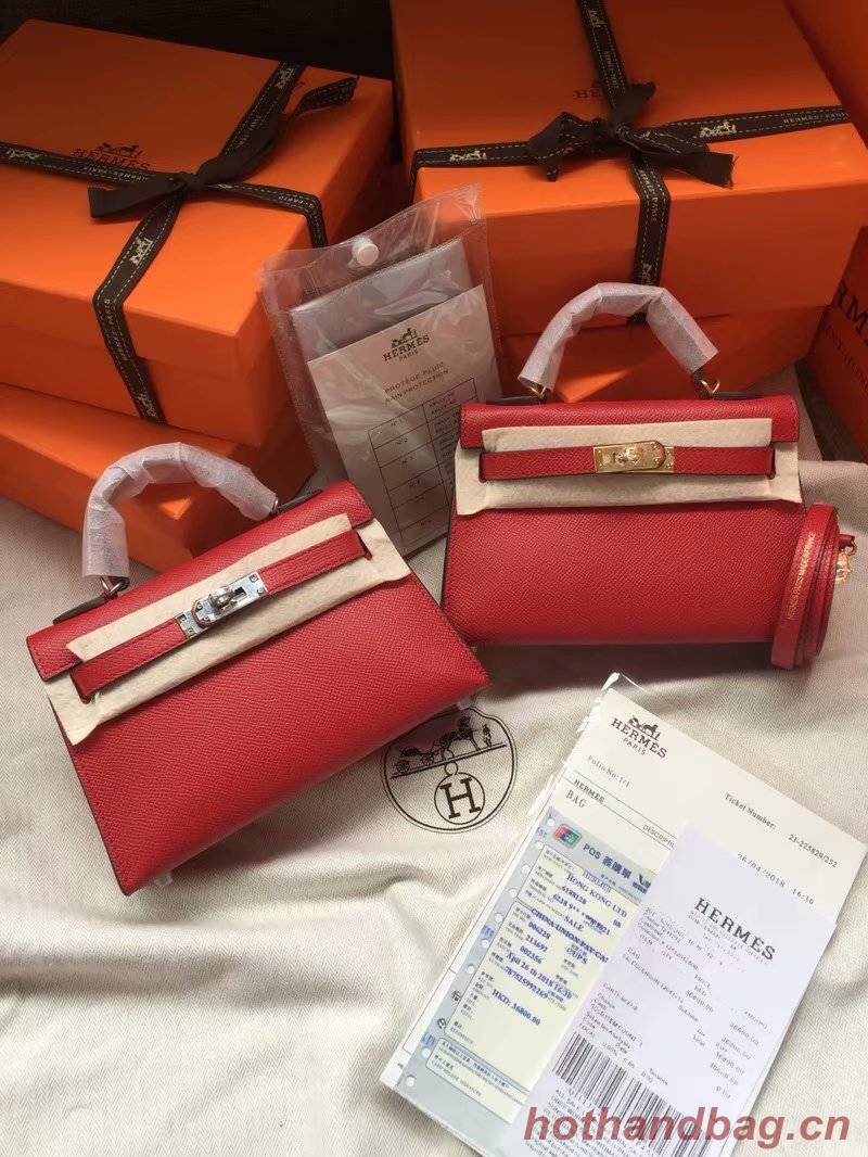 Hermes Kelly 19cm Shoulder Bags Epsom Leather KL19 Red