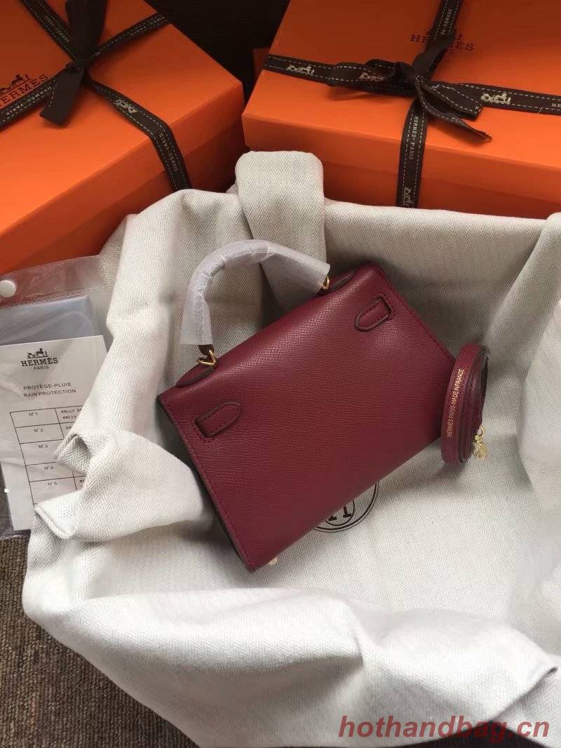 Hermes Kelly 19cm Shoulder Bags Epsom Leather KL19 fuchsia 