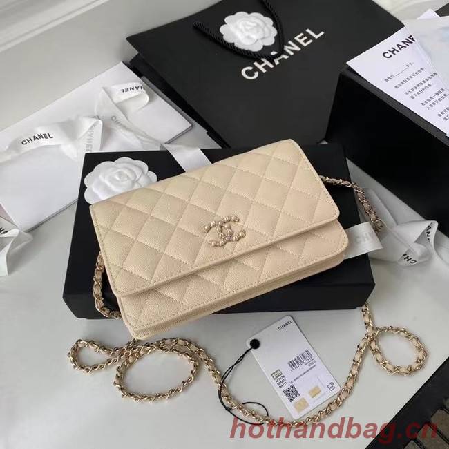 CHANEL mini wallet on chain AP2136 Apricot