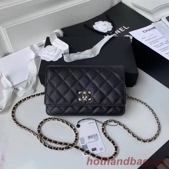 CHANEL mini wallet on chain AP2136 black