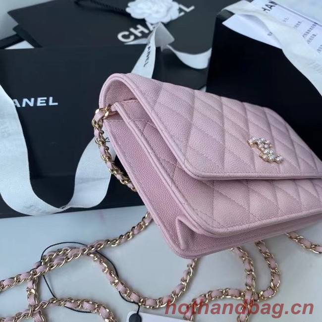 CHANEL mini wallet on chain AP2136 pink