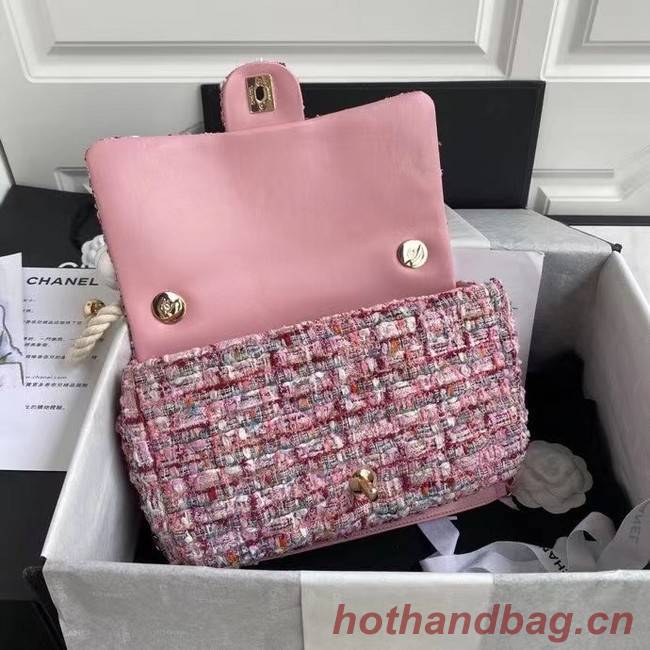 chanel flap bag Tweed 19SS pink